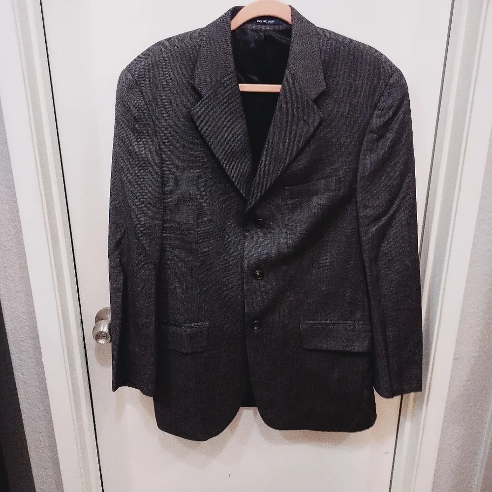 Chaps Ralph Lauren Men's Dark Gray Pinstripe Blazer - Classic Tailored Jacket